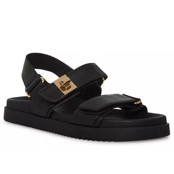 Steve Madden Mona black strap leather sandals size 6 - Picture 1 of 10